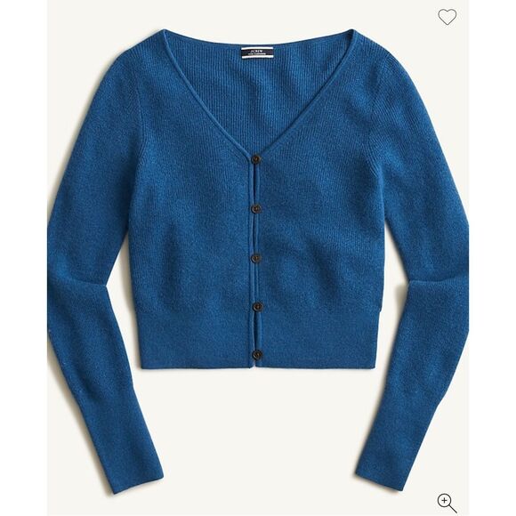 J.Crew Sweaters - J. Crew Featherweight 100% Cashmere Blue Button Cropped Cardigan Size Large